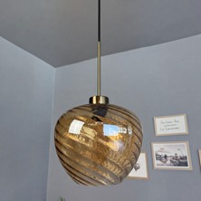 Bamyum Stella Bal Cam Tekli Avize Ince Eskitme Başlık Retro Sarkıt Aydınlatma