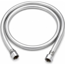 Flextail Gümüş Pvc Duş Hortumu 150 cm Dolanmaz 360° Döner Başlıklı Yüksek Basınçlı Inox Banyo Spirali
