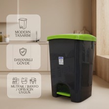 Nossa 25 Litre Pedallı Çöp Kovası Hijyenik Temassız Kullanım Plastik Mutfak Banyo Ofis Siyah Yeşil