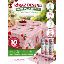 Regron Kiraz Desenli Masa ve Aktivite Piknik Örtüsü Kullan At Sıvı Geçirmez 3 Rulo ( Rulo Içi:10 Adet) 100X120CM