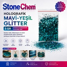 Stonechem Holografik Mavi-Yeşil Glitter 5 gr – Epoksi ve UV Reçine İçin Çift Renk Yansımalı Işıltı (Okyanus ve Doğa Temalı Tasarımlar İçin Premium Pul)