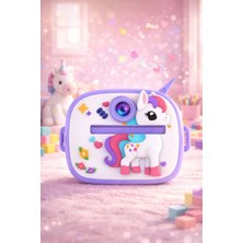 Meela Sevimli Unicorn ve Dinozor Seçenekli Çocuk Kamerası – Anında Baskı Mini Fotoğraf Makinesi Kabartmalı