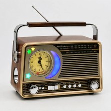 Meela Retro Tasarımlı Solar Panelli Bluetoothlu Hoparlör Taşınabilir Fm Radyo - Saatli