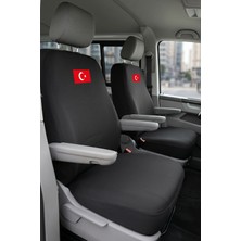 Antwax Volkswagen Transporter 4+1 - Siyah Penye Oto Koltuk Kılıfı - Türk Bayrağı Baskılı