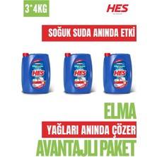 Hes Elma Elde Bulaşık Deterjanı 4 kg x 3 Adet | Güçlü Yağ Çözücü, Soğuk Suda Etkili, Avantajlı Paket