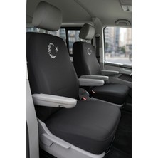 Antwax Volkswagen Transporter 4+1 - Siyah Penye Oto Koltuk Kılıfı - Ay Yıldız Baskılı