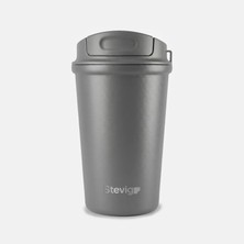 Stevig 4 Work Flip Open Coffee Mug Çelik Termos 400 ml Grey ST-251