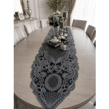 Lena Maison Saray Siyah Tül Üzerine Nakış Işlemeli Battal Boy Runner 135 CMX45 cm