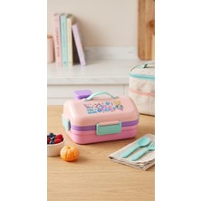 Alpa Store Fixpoint 800 ml Lunch Box Paslanmaz Çelik Beslenme Yemek Kabı Ev Modeli Kaşık Yemek Kutusu Sefer Tası Beslenme Örtüsü Hediyeli