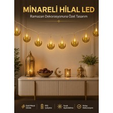 Dekoratif Minareli Hilal LED Işık Metal Gövdeli Ramazan Aydınlatma - NEXORA9759-6319