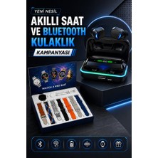 Powerbank Bluetooth Kulaklık ve Akıllı Saat 7 Kordonlu Metal Kordon Plastik Kordo - NEXORA5653-7