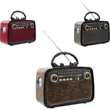Bluetooth Hoparlör Ahşap Renk Vintage Işıklı Nostaljik Radyo Fm Ahşap Görün? - NEXORA9554-3