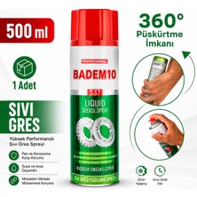 Badem10 Su Itici Sıvı Gres Yağlama Spreyi 500 ml (1 Adet) Yağlayıcı Zincir Dişli Rulman Makine Bakım Yağı