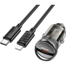 Hoco Z53 Sight Single PD30W Type-C Girişli Araç Çakmaklık Hızlı Şarj Aleti +  - NEXORA8755-7