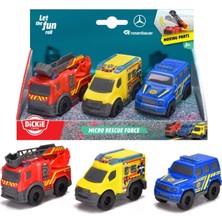 Dickie Toys Micro Rescue Force Mercedes-Benz 3 Araçlı Acil Durum Araç Seti