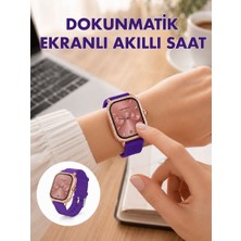 Pembe Mor ve Metal Kordonlu Akıllı Saat Hediye Seti - NEXORA8155-4585