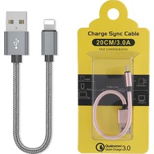 Ally Iphone Ios 3.0A Hızlı Şarj Halat USB Kablo 20CM-(5775) - NEXORA6226-7494