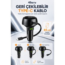 4berry 48W Süper Hızlı Şarj Destekli Geri Çekilebilir Kablolu Araç Şarj Cihazı