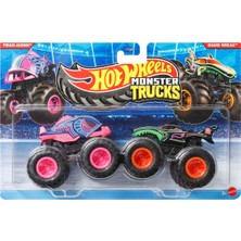 Hot Wheels Monster Trucks Güçlü Ikili 1:64 Arabalar Piran-Ahhhh & Shark Wreak JLV82