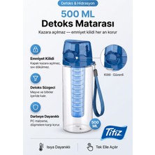 Titiz Filtreli Detox Matara Tuşlu Açılan Kilitli Kapak Polikarbon Suluk 500 ml