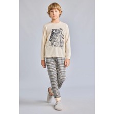DeFacto Motosiklet Baskılı Ekose Regular Fit 2'li Pijama Takımı Erkek Çocuk H6686A826AU