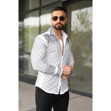 Erkek Slim-Fit Full Taşlı "diamond Cut" Tasarım Premium Gömlek