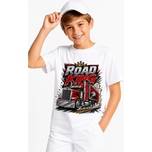 Road King Kırmızı Tır %100 Pamuk Premium Kalite Erkek Çocuk Tişörtü