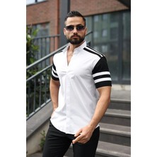 Erkek Slim-Fit Hakim Yaka Şerit Detaylı Lüks Gömlek