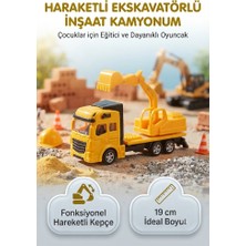 Farbu Oyuncak Fonksiyonel Hareketli Ekskavatörlü Inşaat Çek Bırak Mekanizmalı Oyuncak Kamyon