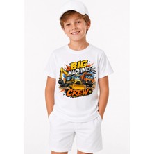 Machine Crew Kepçe Kamyon Ekibi %100 Pamuk Premium Kalite Erkek Çocuk Tişörtü