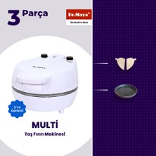 Dr.Maya® | Multi Pişirme Seti - 3 Parça | Multi Lahmacun Taş Fırın Makinesi (Beyaz) + Mutfak Gereçleri