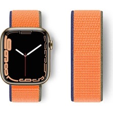 Royaleks Apple Watch 42MM Hasırlı Cırtcırtlı Kordon - Turuncu