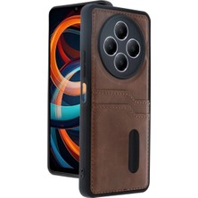 Royaleks Xiaomi Redmi 14C Kılıf Sara Kartvizitli Deri Kılıf - Taba
