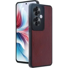 Royaleks Oppo Reno 11F Kılıf Aras Deri Kapak - Bordo