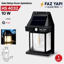 Helios Hs 4032 Solar Bahçe Duvar Aydınlatma 10W 6500K IP65 Sensörlü Güneş Enerjili Duvar Lambası