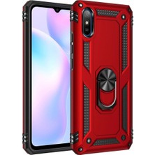 Royaleks Xiaomi Redmi 9A Kılıf Sofya Yüzüklü Silikon Kapak - Kırmızı