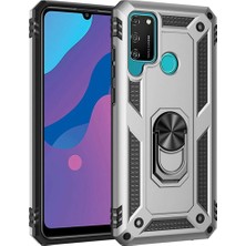 Royaleks Huawei Y6P Kılıf Sofya Yüzüklü Silikon Kapak - Gümüş