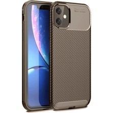 Royaleks Apple Iphone 11 Kılıf Auto Focus Karbon Kapak - Kahverengi