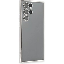 Royaleks Samsung Galaxy S22 Ultra Kılıf Razer Lensli Silikon - Gümüş