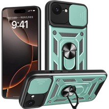 Royaleks Apple Iphone 16E Kılıf Pars Lens Yüzüklü Silikon - Yeşil