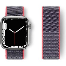 Royaleks Apple Watch 42MM Hasırlı Cırtcırtlı Kordon - Pembe