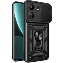 Royaleks Xiaomi Redmi 13C Kılıf Pars Lens Yüzüklü Silikon - Siyah