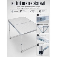 Epilons 4 Kişilik Katlanabilir Kamp Masası Seti 4 Tabureli 50-65 cm Ayarlanabilir Yükseklik