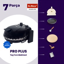 Dr.Maya® | İtalyan Gurme Seti - 7 Parça | Pro Plus Taş Fırın Makinesi (Siyah) + Mutfak Gereçleri