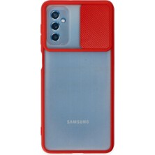 Royaleks Samsung Galaxy M52 5g Kılıf Palm Buzlu Kamera Sürgülü Silikon - Kırmızı