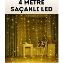 Teknodayım 4 Metre Şelale Perde LED Işık Dış Mekan Iç Mekan Uyumlu Sarı