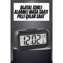 Gece Dijital Masa Saati Dijital Alarmlı LED Ekran Pilli Çalar Saat