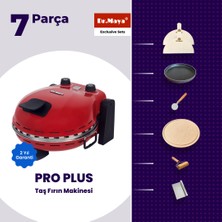 Dr.Maya® | İtalyan Gurme Seti - 7 Parça | Pro Plus Taş Fırın Makinesi (Kırmızı) + Mutfak Gereçleri