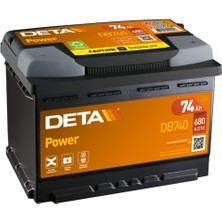 Akü Deta 12V 74 Ah 680A L03 (278×175×190)