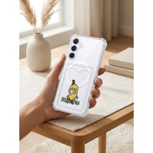 Samsung Galaxy A17 Boş Yapma Muz Detaylı Kart Bölmeli Şeffaf Telefon Kılıfı Nemere